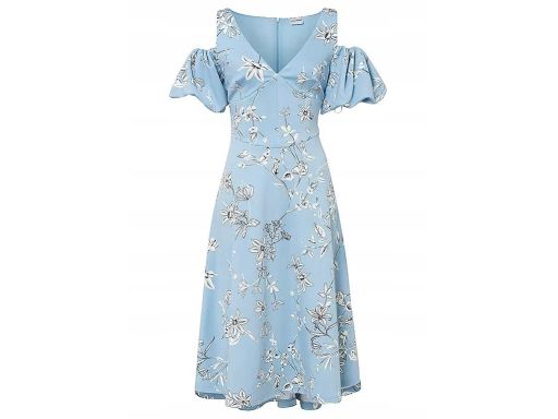 B.P.C sukienka bufki niebieska w kwiaty 40/42.