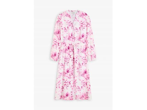 B.P.C biała sukienka w różowe kwiaty midi ^46