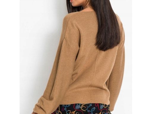 B.P.C sweterek dzianinowy karmelowy w serek ^32/34