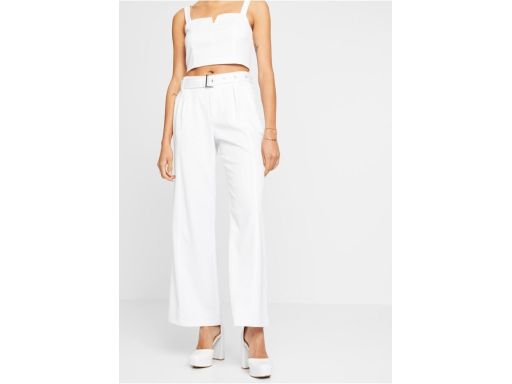 B.P.C białe spodnie w kant z paskiem ^46