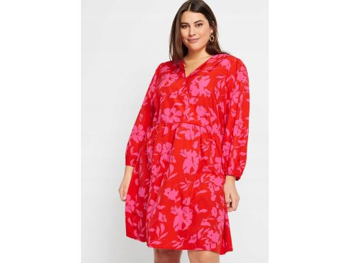 B.P.C sukienka czerwona w różowe kwiaty ^42