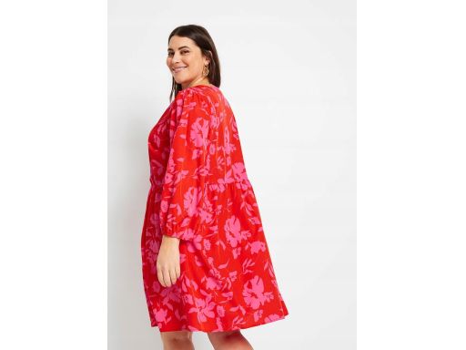 B.P.C sukienka czerwona w różowe kwiaty ^42