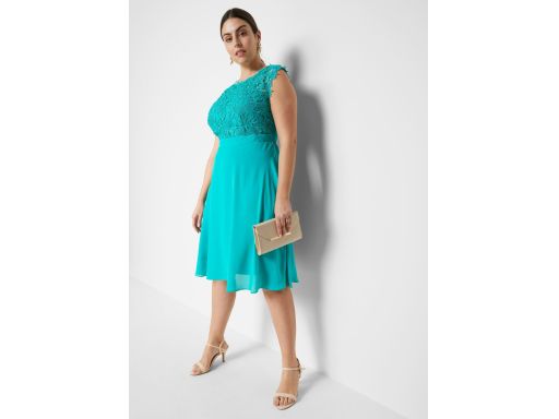 B.P.C sukienka szyfonowa z koronką szmaragdowa PREMIUM 44.