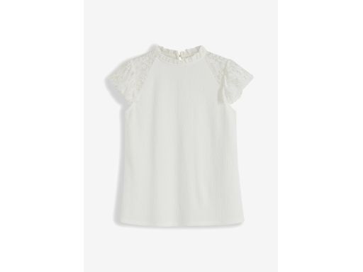 B.P.C bluzka biała z koronką lekko krepowana 40/42.