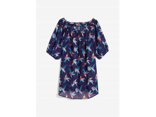 B.P.C sukienka plażowa szyfonowa granatowa w ptaszki r.48/50