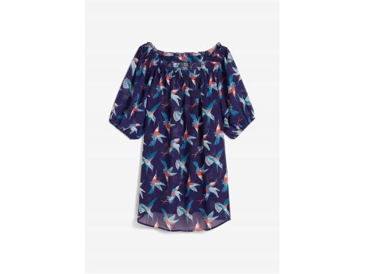 B.P.C sukienka plażowa szyfonowa granatowa w ptaszki r.48/50