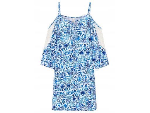 B.P.C niebieska sukienka odkryte ramiona ^36/38