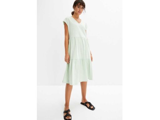 B.P.C bawełniana sukienka z falbanami miętowa 36/38.