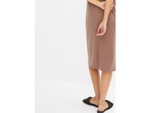 B.P.C prosta sukienka midi brązowa ze stójką ^36/38