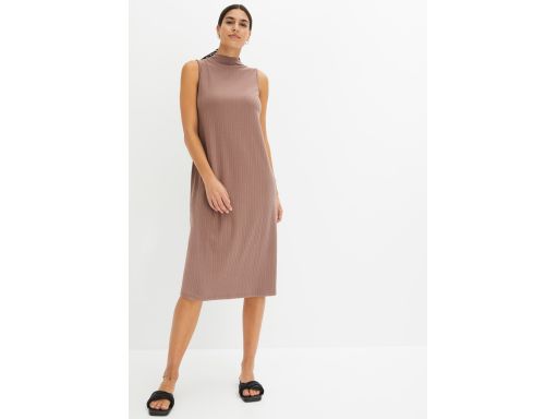 B.P.C prosta sukienka midi brązowa ze stójką ^36/38