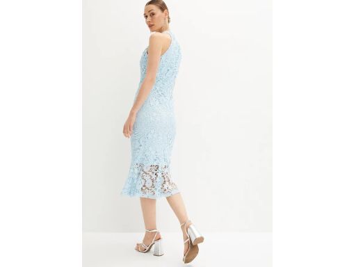 B.P.C niebieska sukienka koronkowa midi 34.