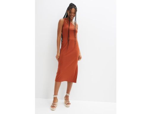 B.P.C sukienka prążkowana midi cynamonowa r.44/46