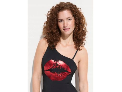 B.P.C kostium kąpielowy czarny z nadrukiem na jedno ramię r.44