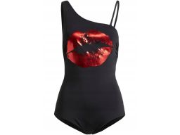 B.P.C kostium kąpielowy czarny z nadrukiem na jedno ramię r.44