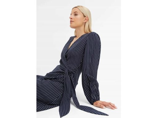 B.P.C sukienka kopertowa granatowa z białe paseczki ^54