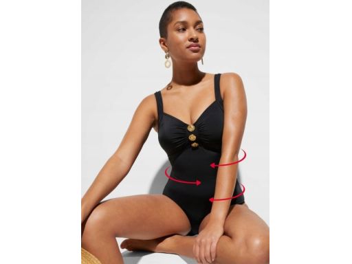 B.P.C czarny kostium jednoczęściowy ze złotymi guzikami ^38 (75B)