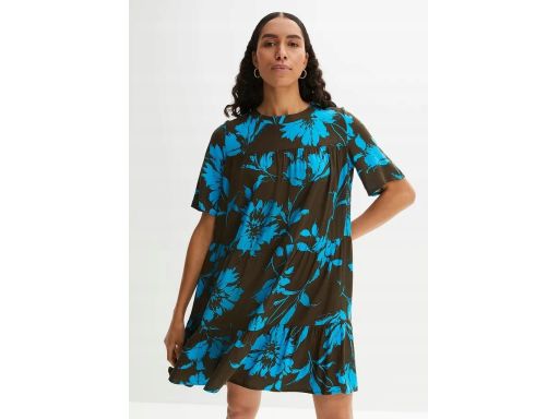 B.P.C brązowa sukienka w niebieskie kwiaty 36.
