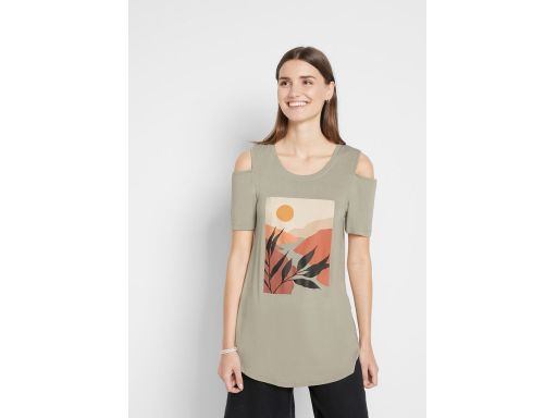 B.P.C t-shirt odkryte ramiona z nadrukiem ^36/38