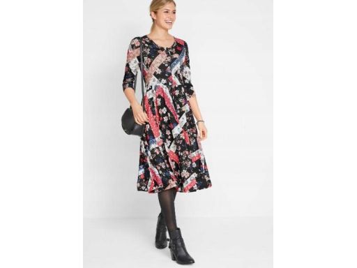B.P.C wzorzysta sukienka midi dżersejowa r.40/42