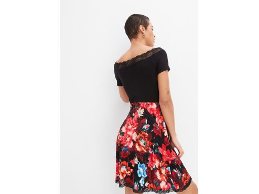 B.P.C czarna sukienka z częścią spódnicową w kwiaty r.44/46