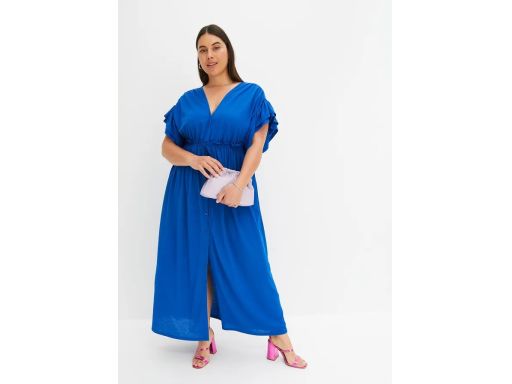 B.P.C długa sukienka maxi z falbaną i głębokim dekoltem r.40/42