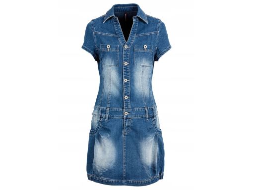 B.P.C sukienka jeansowa z kołnierzykiem 32.