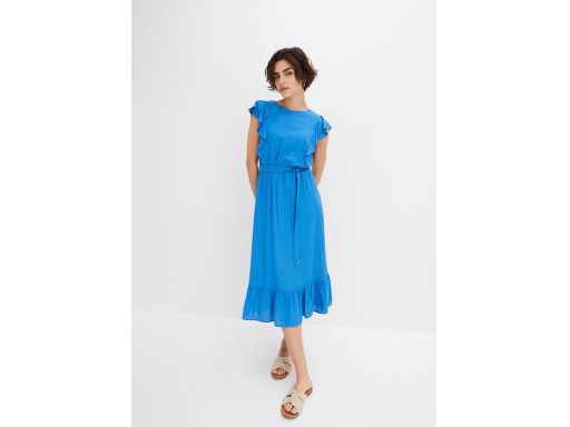 B.P.C sukienka midi niebieska z falbanką 42.