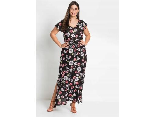 B.P.C sukienka długa w kwiaty z wiskozy 38.