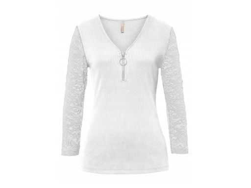 B.P.C bluzka z zamkiem i koronkowe rękawy biała ^40/42