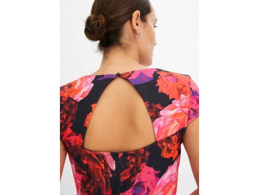 B.P.C sukienka ołówkowa midi wielokolorowa w kwiaty z falbaną ^36/38