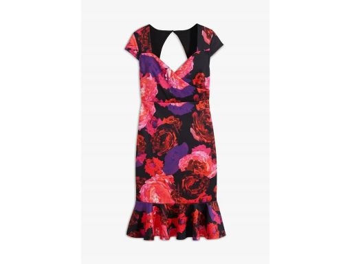 B.P.C sukienka ołówkowa midi wielokolorowa w kwiaty z falbaną ^36/38