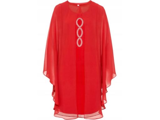 B.P.C sukienka czerwona szyfonowa ^32/34