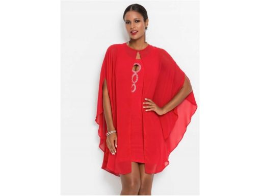 B.P.C sukienka czerwona szyfonowa ^32/34