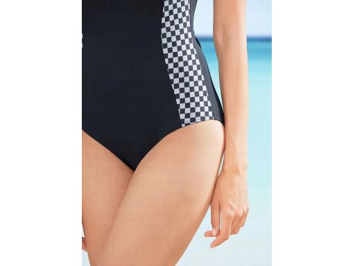 B.P.C kostium kąpielowy modelujący czarny ze wstawkami w kratkę 44.