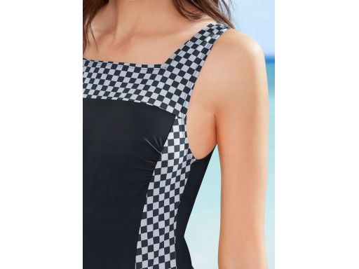 B.P.C kostium kąpielowy modelujący czarny ze wstawkami w kratkę 44.