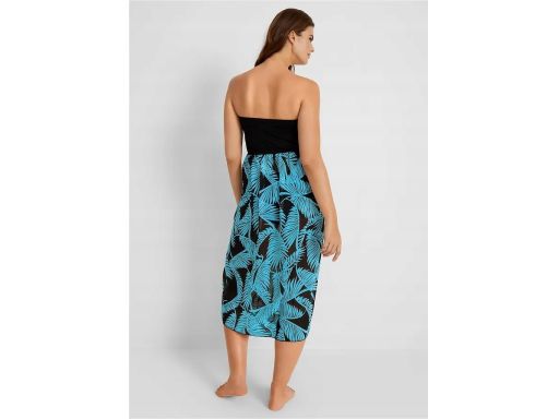 B.P.C sukienka szyfonowa plażowa bandeau czarno-niebieska 38.