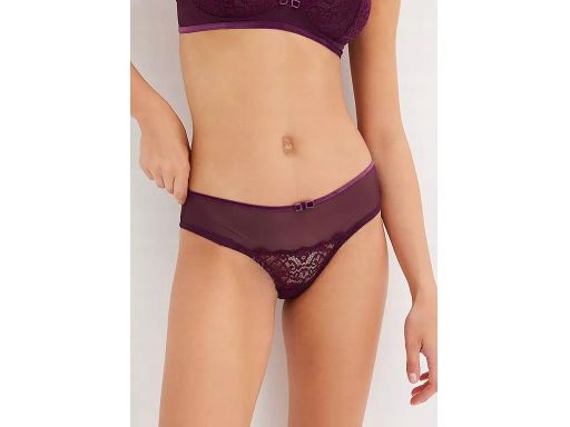 B.P.C stringi brazylijskie ciemny fiolet z aksamitnym paskiem r.44/46