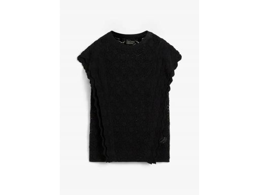 B.P.C sweter ażurowy czarny z falbanami krótki rękaw r.36/38