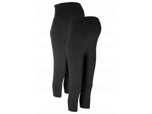 B.P.C 2-pak legginsy 3/4 ciążowe czarne bawełniane 36/38.