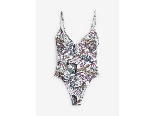 B.P.C kostium jednoczęściowy biały w kolorowe listki ^42