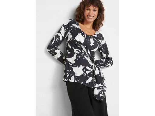 B.P.C bluzka czarna z nadrukiem kopertowa 36/38.