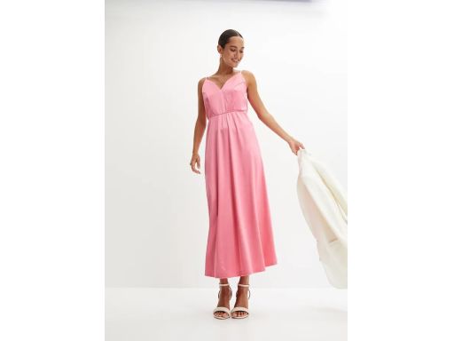 B.P.C różowa sukienka satynowa mixi długa ^48/50