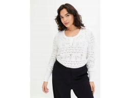 B.P.C sweter ażurowy biel wełny ^44/46