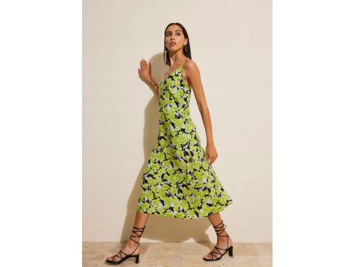 B.P.C sukienka letnia na ramiączka czarno-zielona w kwiaty ^50