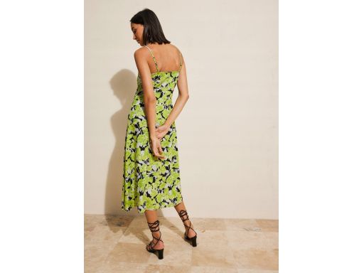 B.P.C sukienka letnia na ramiączka czarno-zielona w kwiaty ^50