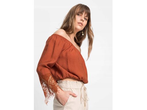 B.P.C bluzka carmen ceglana z koronką 42.