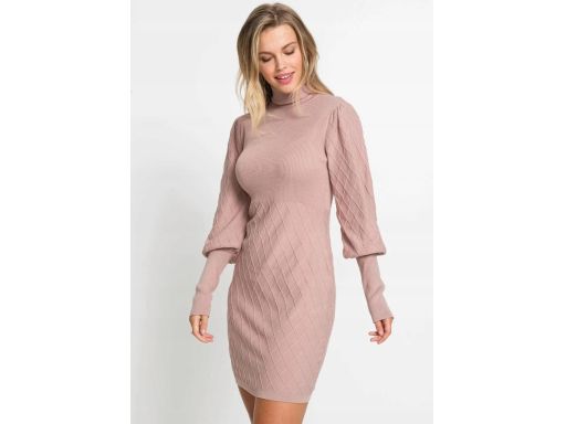 B.P.C sukienka dzianinowa pudrowy róż ^32/34