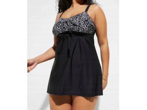 B.P.C sukienka kąpielowa czarna w białe wzorki ^54