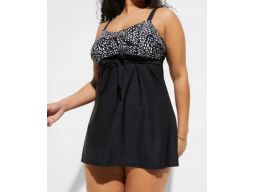B.P.C sukienka kąpielowa czarna w białe wzorki ^54
