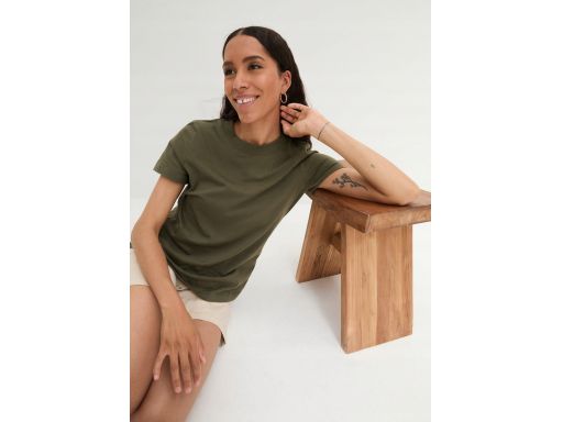 B.P.C t-shirt damski khaki bawełniany ^36/38